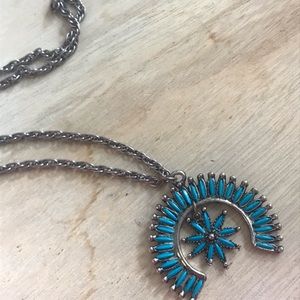Turqouise Boho Native Sunburst Necklace